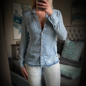 Blank NYC Distressed Denim Top